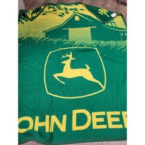 Vintage Aurora Made In USA John Deere Tractor Farm Logo Throw Fleece Blanket